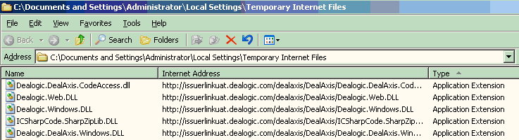 Downloaded temporary internet files
